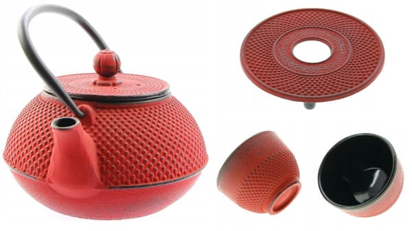 Støbejernskedel med 2 kopper gavesæt med teinfuser