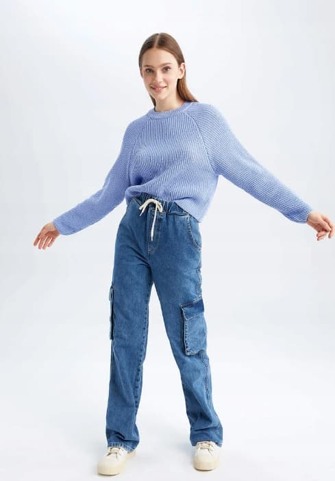 Defacto långärmad tröja blå casual XXS