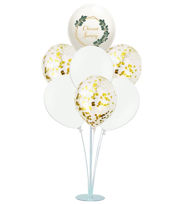 Ballongställ och 7 ballonger till dop