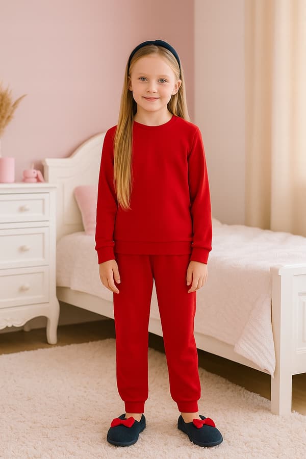 BOMULLSPYJAMAS 134 BARNPYJAMAS 100% bomull 2-delad RÖD