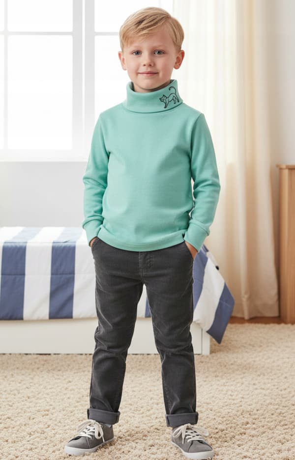 Børne TURTLENECK 128 SWEATSHIRT Børne T-SHIRT med print MINT