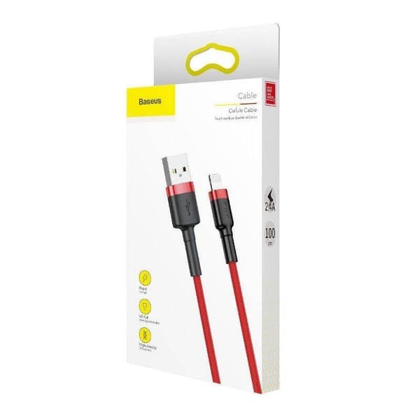 Baseus Cafule Lightning USB-kabel 2.4A 0.5m (Rød)