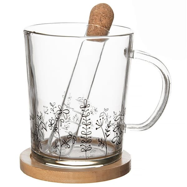Glas mugg med infuser LOUKA 400 ml 3 st