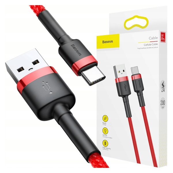 Baseus Cafule 2A USB-C-kaapeli 2m (punainen)