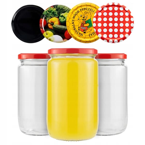48X FRANKO krukker 720ml SYLTETØJ HJEM KONSERVERING HONNING GLAS + LÅG 82