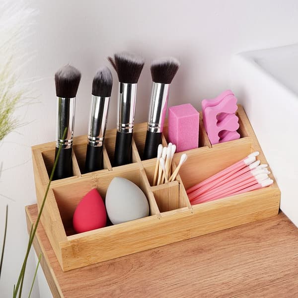 Organizer i bambu för smink och kosmetik 23x9x8,5 cm