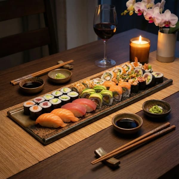 REKTANGULÄR KERAMISK TALLRIK FÖR SERVERING AV SUSHI BRUN 39×12 CM