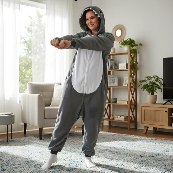 Kigurumi pyjamas kostume grå haj størrelse 145-155 cm