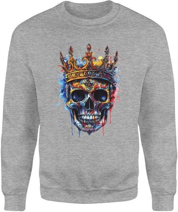 SKULL CROWN GOTH ROCK ROCK GRUNCH HERRSWEATSHIRT MED TRYCK XL