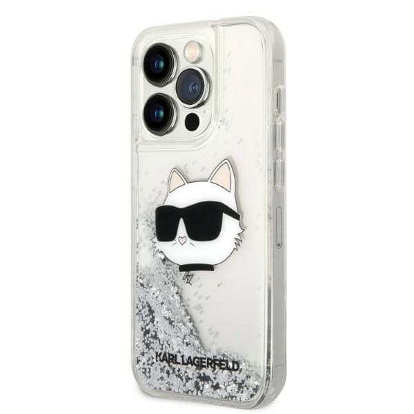 Karl Lagerfeld KLHCP14LLNCHCS iPhone 14 Pro 6.1 silver/silver hårt skal Glitter Choupette Head