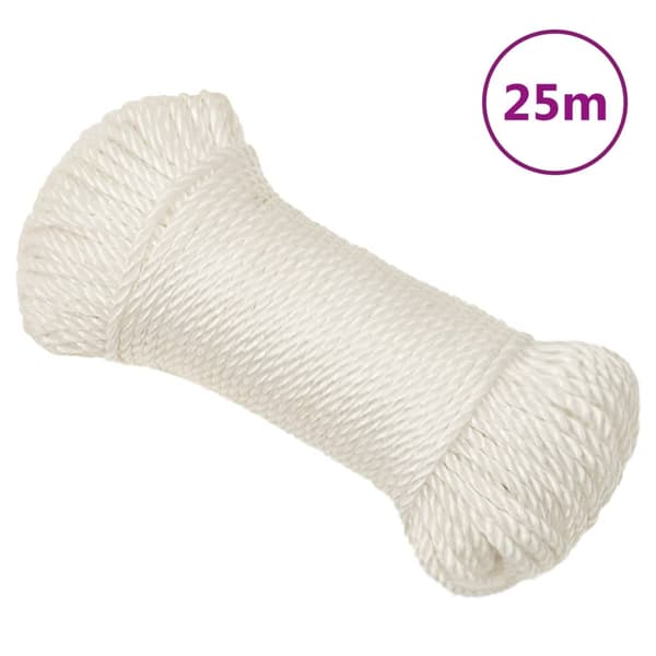 vidaXL arbejdsreb, hvid, 8 mm, 25 m, polypropylen