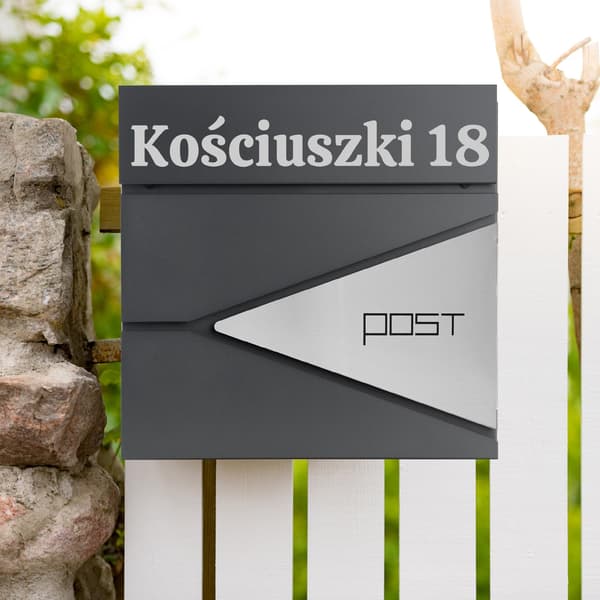 Boris antracit postkasse med indskrifter