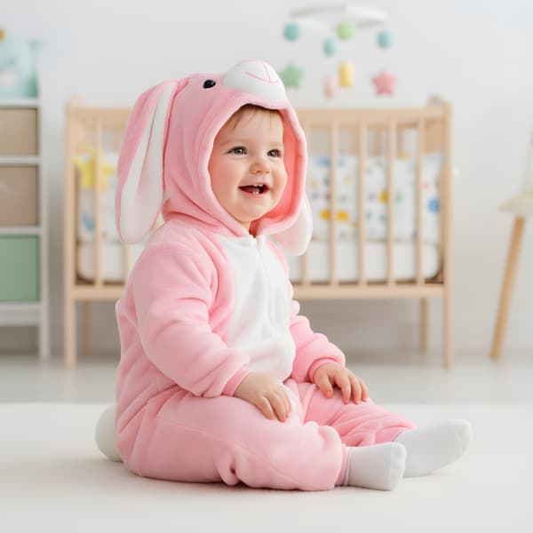 Rosa kanin pyjamasdräkt barn 120: 95-105 cm