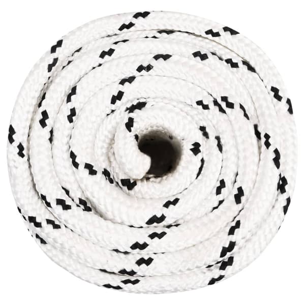 vidaXL Flätad segelrep vit 20 mm x 100 m polyester