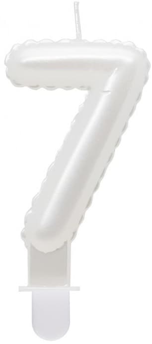 Ljus nummer 7 SJU pärlvit 7 cm