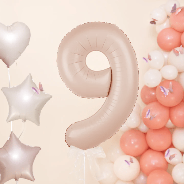 Folieballon nummer 9 karamel 100 cm