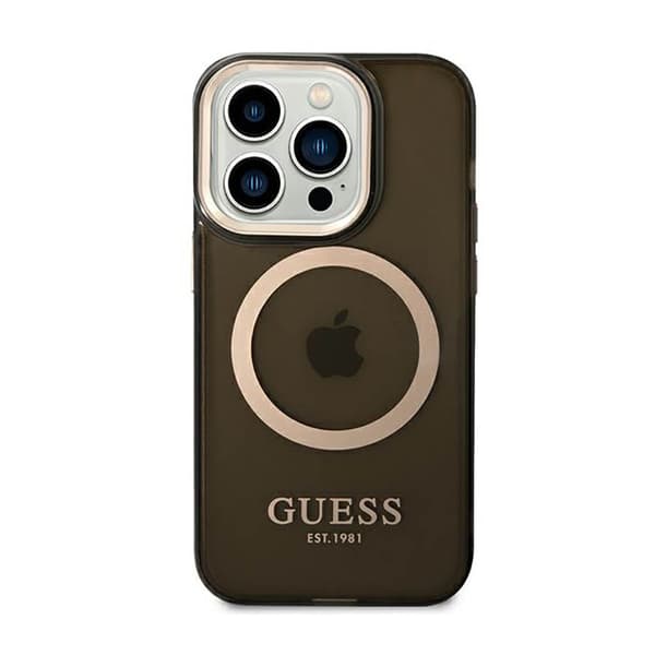 Guess Gold Outline Translucent MagSafe - iPhone 14 Pro-skal (svart)