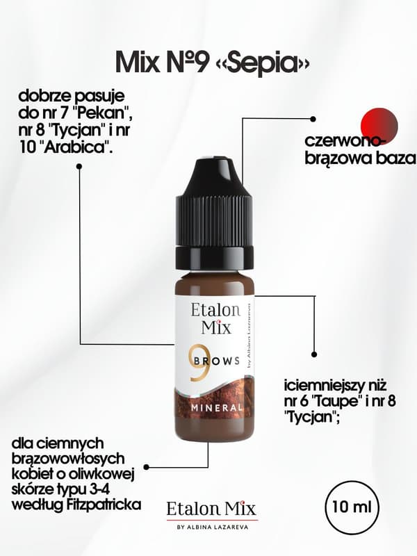 Etalon Mix 9 pigment til permanent makeup bryn sepia 5 ml