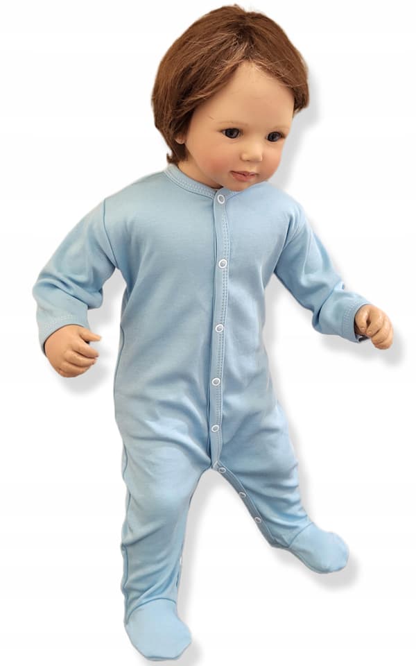 Heldragt med knapper 86 børnenattøj glat lyseblå