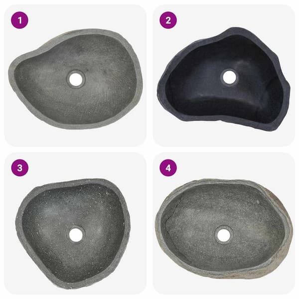 vidaXL håndvask i flodsten, oval, (37-46) x (29-36) cm