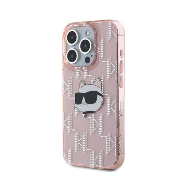Karl Lagerfeld IML Choupette Hoved & Monogram - iPhone 15 Pro Max Etui (Pink)