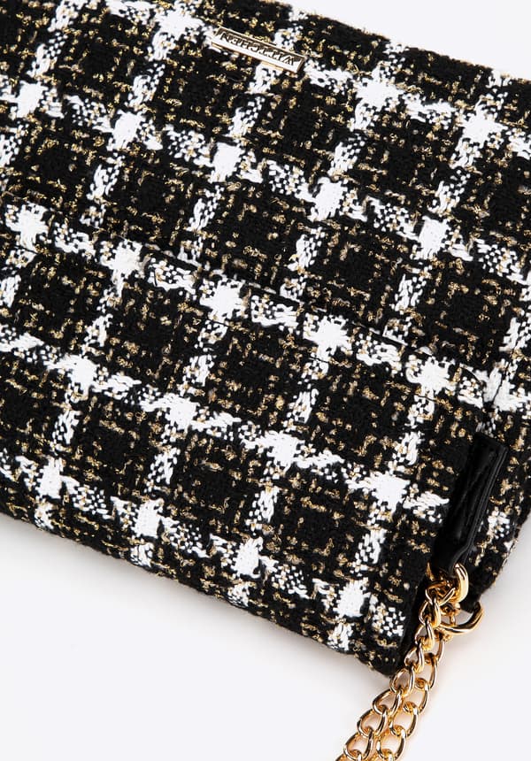 Wittchen Dame Bouclé Messenger-taske i sort og hvid polyester