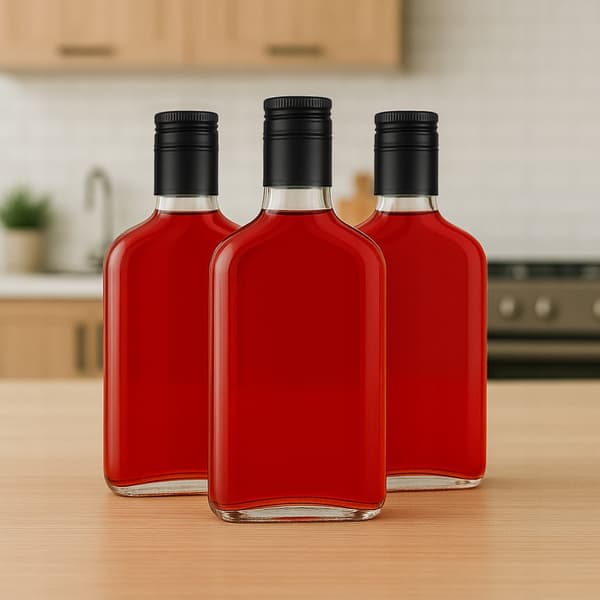5x Glasflaskor FLASK 350 ml För Hembränt Vodka Alkohol Juice Gåva
