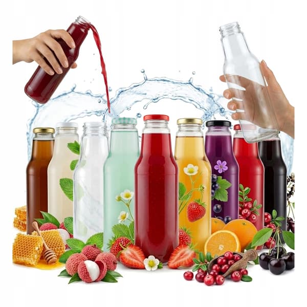 40x Kubuś glasflasker 750ml + låg til juice, sirup, mælk