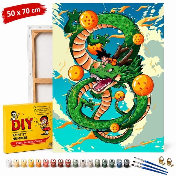 Dragon Ball maling efter tal med ramme 50x70 cm