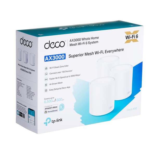 TP-LINK DECO X50 3-PACK Mesh-system, Wi-Fi 6, Vit