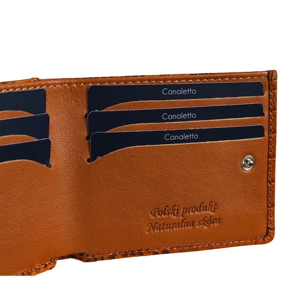 Canaletto krokodilmönstrad läderplånbok, RFID, konjak