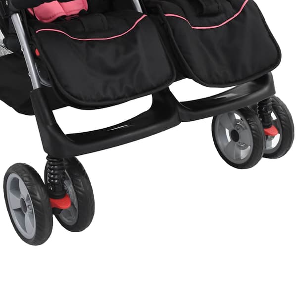 vidaXL tvillingeklapvogn pink og sort stål