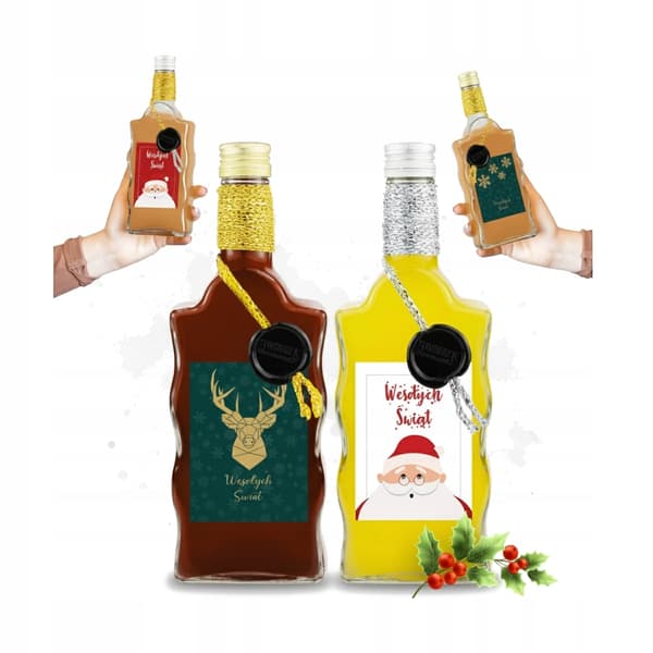 10x julflaskor som present OZDOBNA WAVE 500ml för vintinkturer 0,5l