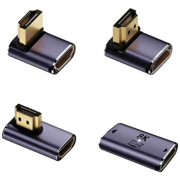 4smarts 8K HDMI Adapter Sæt 4 stk. - Op, Ned, Side, Kabelstik, Grå