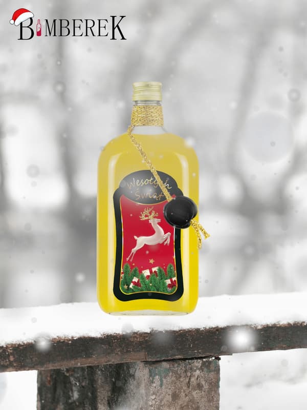 JULKLASSISK 500 ml PREMIUMDEKORERAD glasflaska för likörer