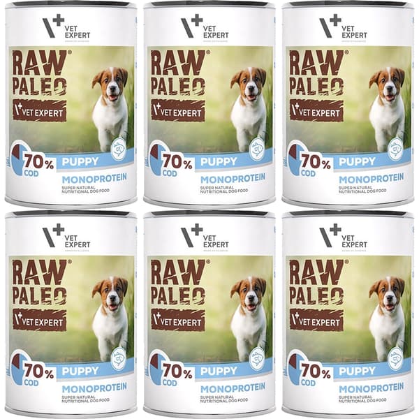 Märkäruoka pennuille VetExpert Raw Paleo Cod 6x400g