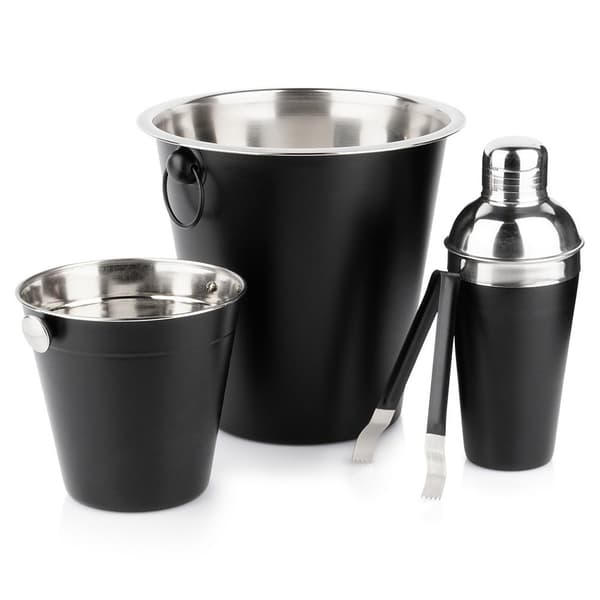 Barset med shaker stål svart 4 delar