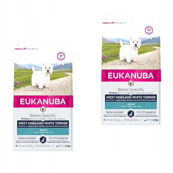 EUKANUBA torrfoder för vuxna West White Terrier hundar 2x2,5 kg