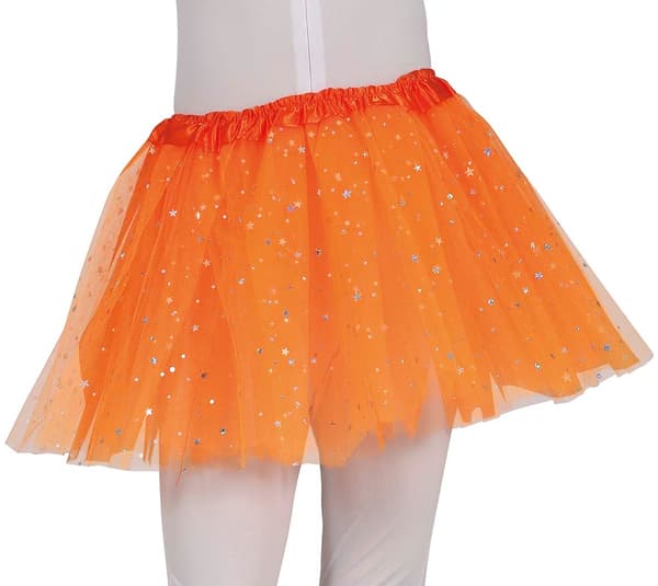 Orange stjärnkjol med tutu 30 cm