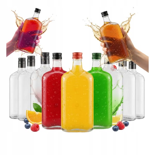 40x Glasflaskor för Vinlikörer CLASSIC FLASK 500ml Platt Flaska