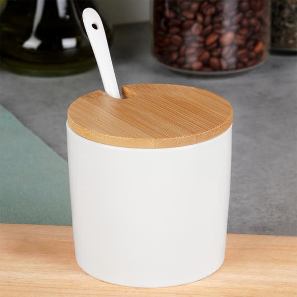 Hvid keramisk sukkerskål