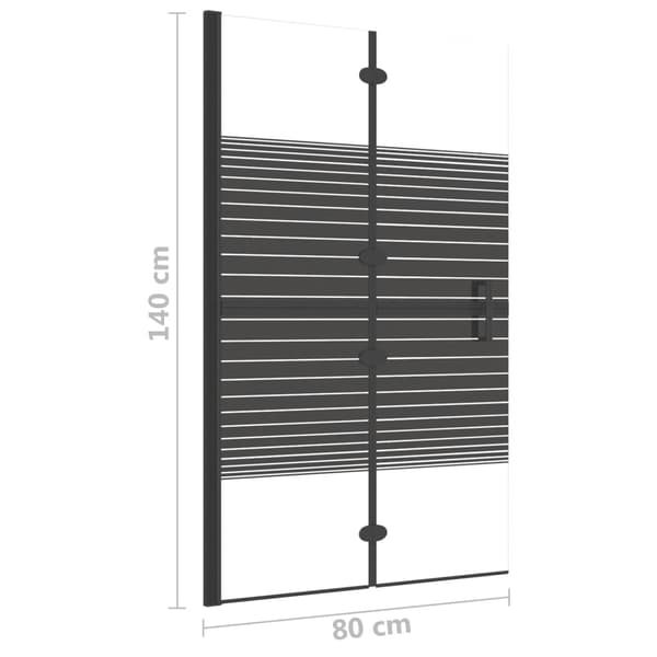 vidaXL foldbar brusekabine, ESG, 80x140 cm, sort