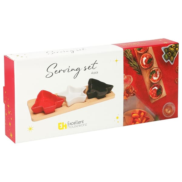 Porslins snackskålar på fat 4 delar