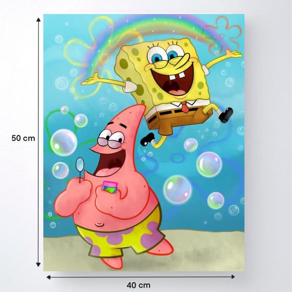 MALING EFTER TAL Billeder til maling af SvampeBob og Patrick 40x50cm