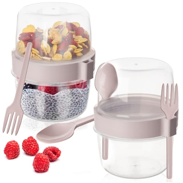 Yoghurtbeholder med ske lunchbox 370 ml 2 stk.