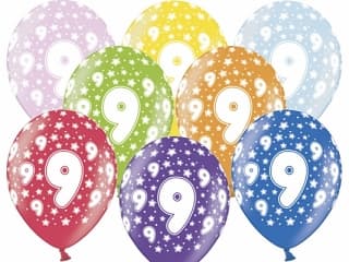 Ballonger med tryck 9-årsdag, 1 st.