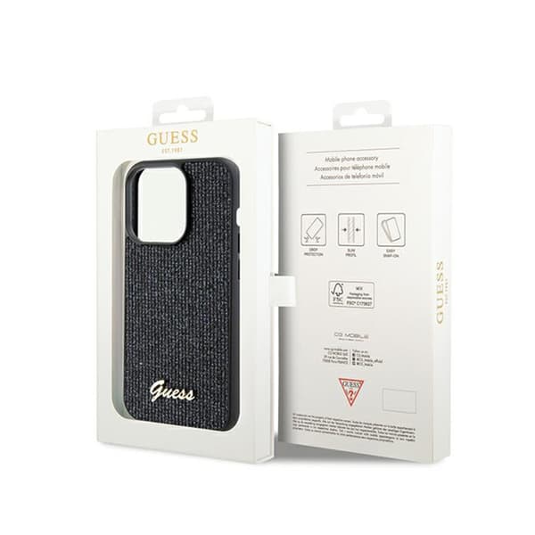 Guess Disco Metal Script - iPhone 14 Pro-skal (svart)