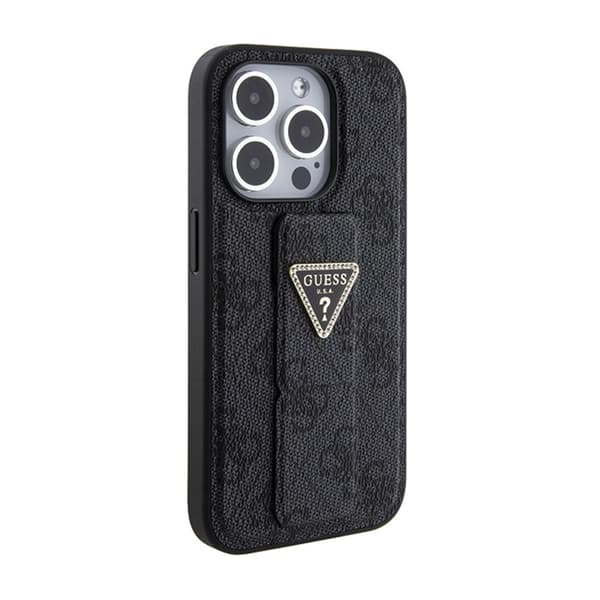 Guess Grip Stand 4G Triangle Strass Logo - iPhone 15 Pro Max cover (sort)