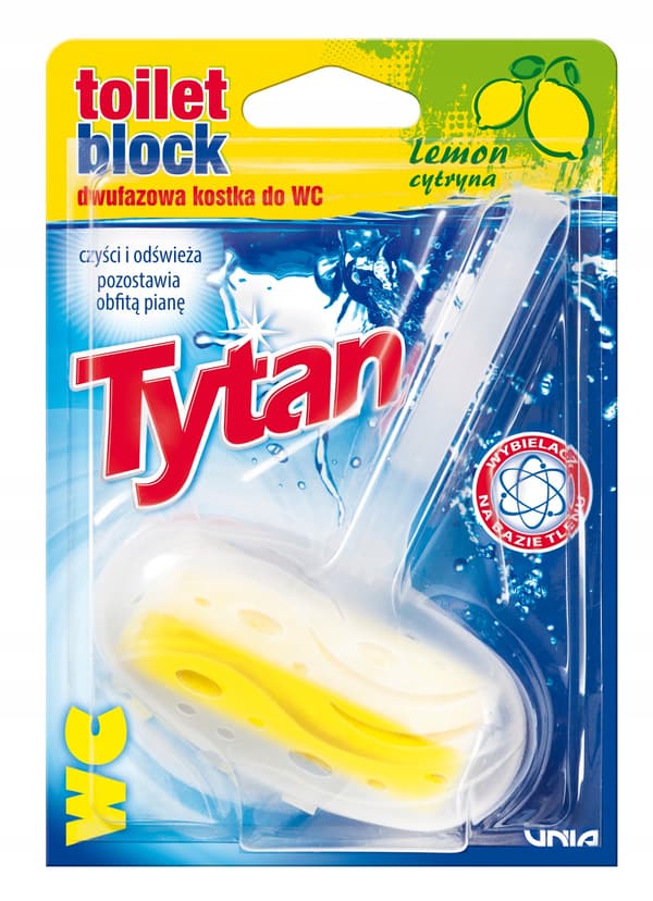 Tvåfasisk toalettblock Titan citron korg