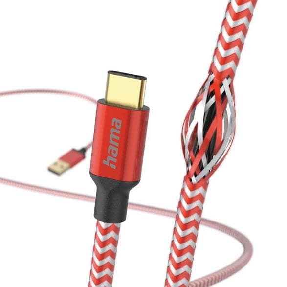 Kabel USB HAMA Opladning/Data Reflekteret USB-C USB-A 1.5m Rød 201559